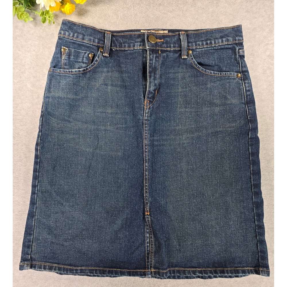 Levi Strauss Signature Denim Skirt Womens 12 Blue Dark Wash Casual Stretch Y2K